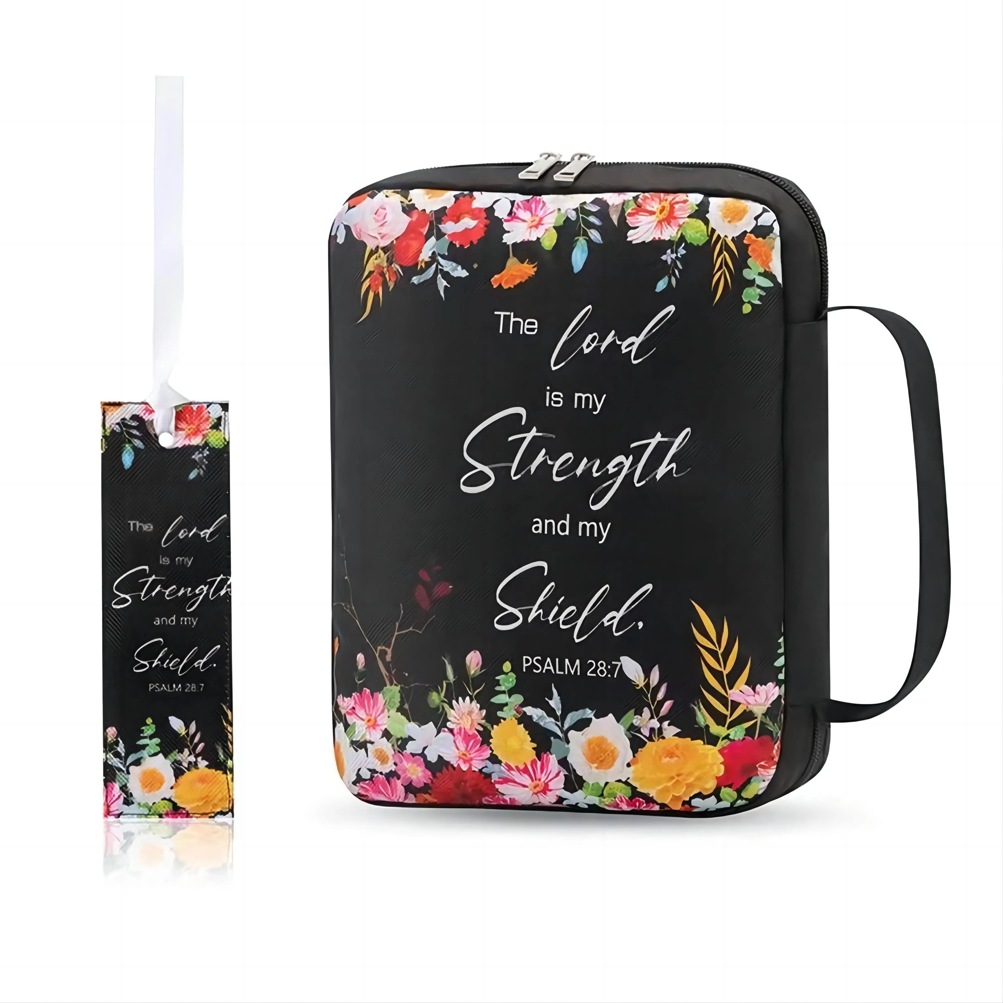 Bible Cover, Bible Cover Women's Bible Bag with Bookmarks Portable Bible Carrying Case for Girls as a Catholic Christian Gift, L