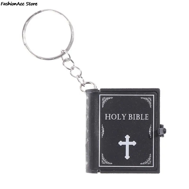 1Pc Mini Holy Bible Keychain English Religious Miniature Paper Spiritual Christian Jesus Cover Keyring Gift