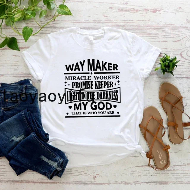 Waymaker Women T Shirt Christian Tees Religious Faith T-shirt Jesus Clothing Unisex Graphic T Shirts Summer Short Sleeve Tops