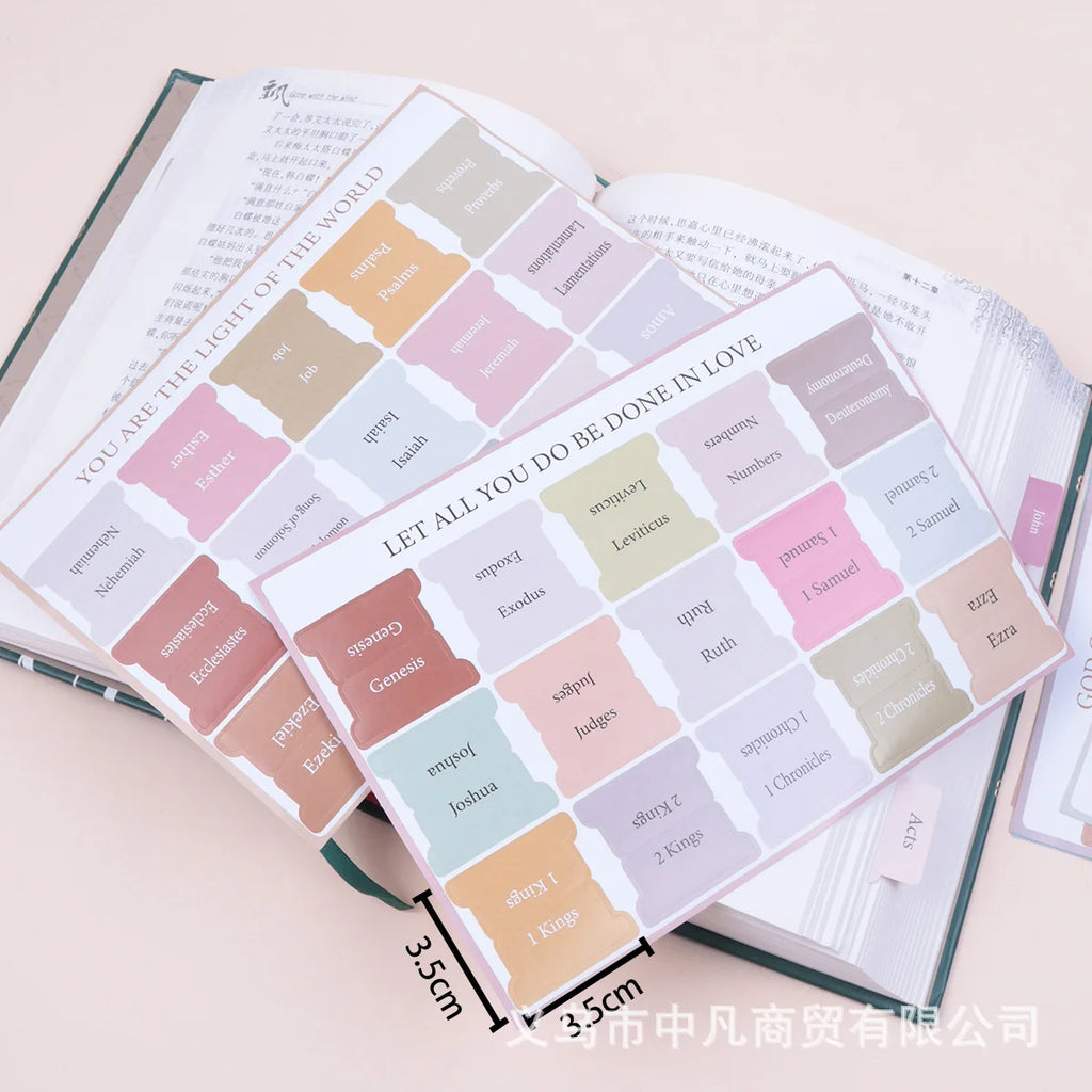 6 Sheets(90pcs) Bible Tabs Large Print And Easy-To-Read Bible Journaling Supplies Self-Adhesive Index Label Sticker Stationery