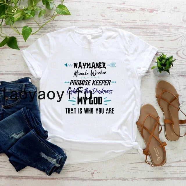 Waymaker Women T Shirt Christian Tees Religious Faith T-shirt Jesus Clothing Unisex Graphic T Shirts Summer Short Sleeve Tops - Abide & Adorn Treasures