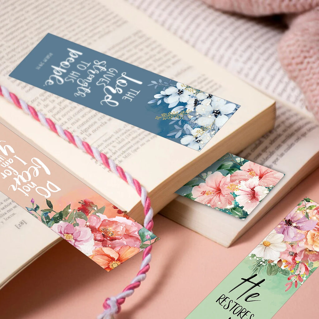 30pcs Flora Inspirational Bible Bookmarks,Scripture Verses Cards Christian Gift,Bible Study Supplies,Prayer Journal Accessories