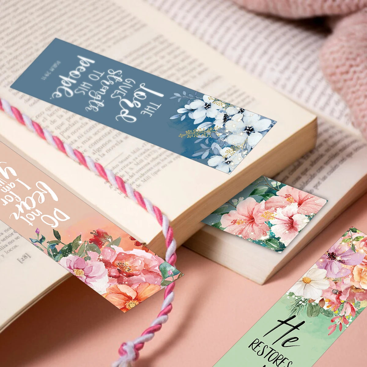 30pcs Flora Inspirational Bible Bookmarks,Scripture Verses Cards Christian Gift,Bible Study Supplies,Prayer Journal Accessories