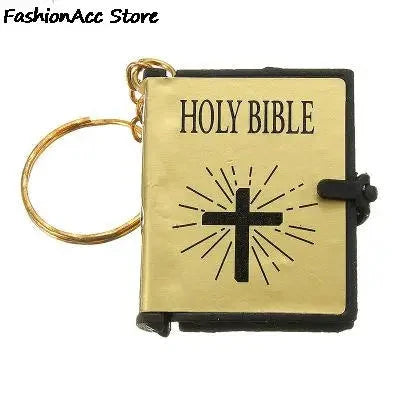 1Pc Mini Holy Bible Keychain English Religious Miniature Paper Spiritual Christian Jesus Cover Keyring Gift Abide & Adorn Treasures