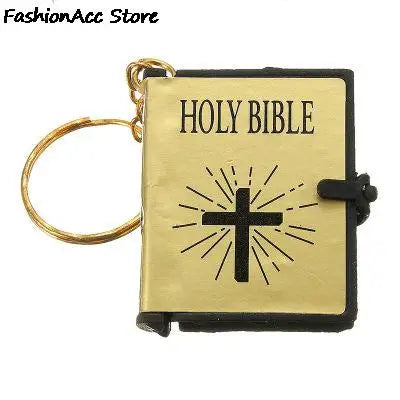 1Pc Mini Holy Bible Keychain English Religious Miniature Paper Spiritual Christian Jesus Cover Keyring Gift
