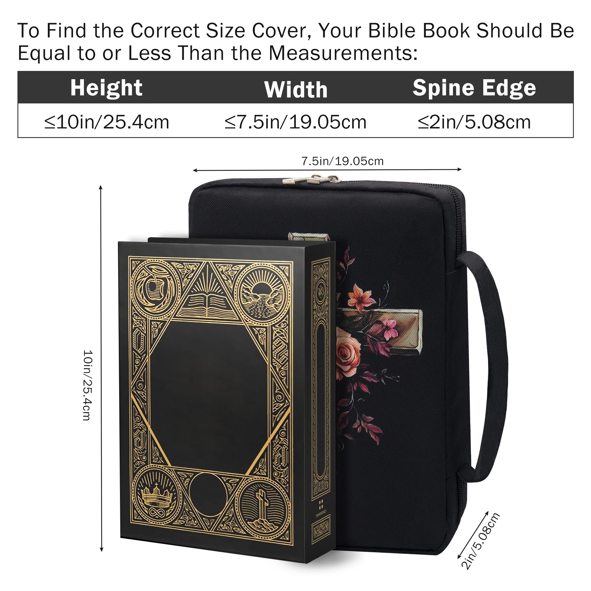 Bible Cover, Floral Bible Case With Handle & Pocket, Bible Book Case Carrying Organizer Bag With Bookmark, For Girls Catholic Ch