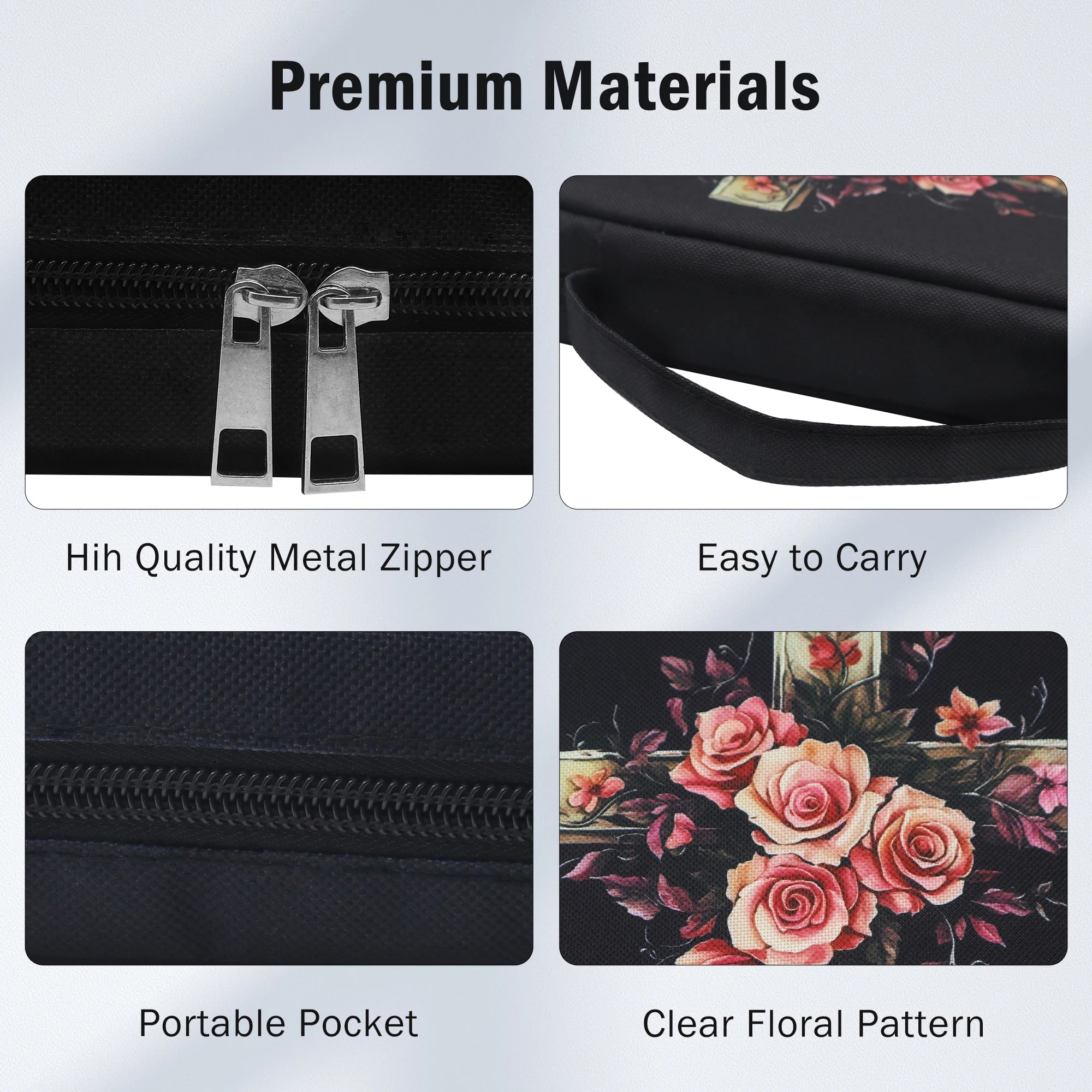 Bible Cover, Floral Bible Case With Handle & Pocket, Bible Book Case Carrying Organizer Bag With Bookmark, For Girls Catholic Ch