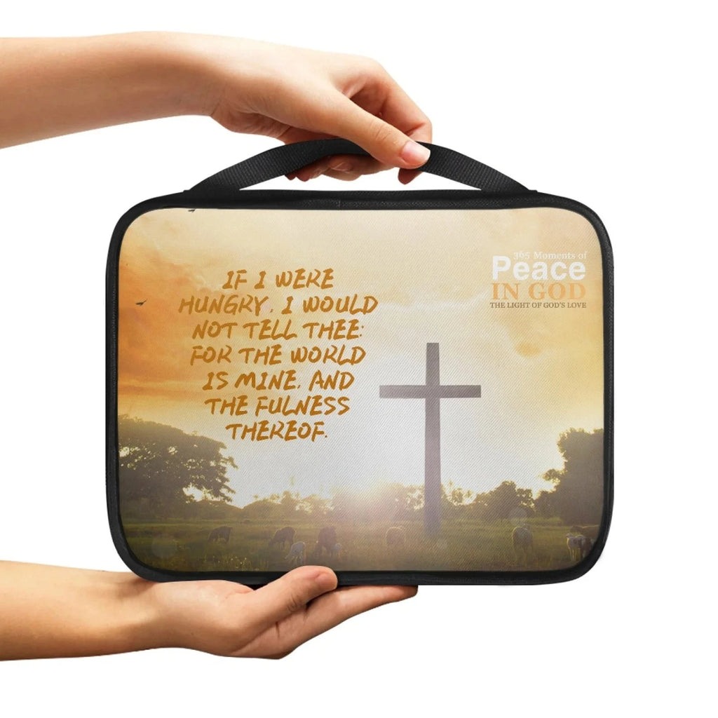 Print Cross and Psalm Text Bible Covers For Men Book Carrying Case Travel Bible Case Organizer With Handle For Easy Carrying Abide & Adorn Treasures