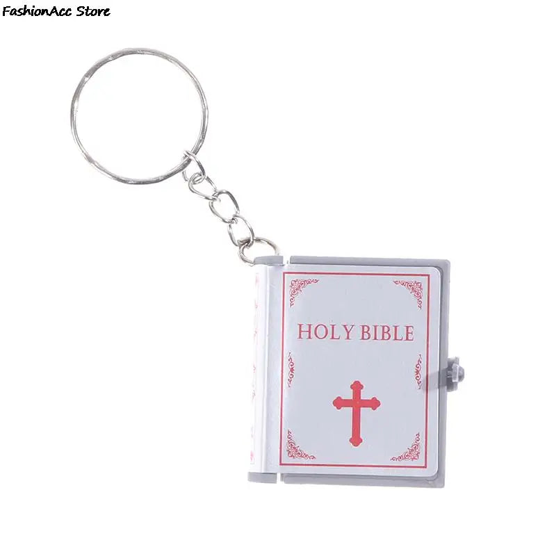 1Pc Mini Holy Bible Keychain English Religious Miniature Paper Spiritual Christian Jesus Cover Keyring Gift