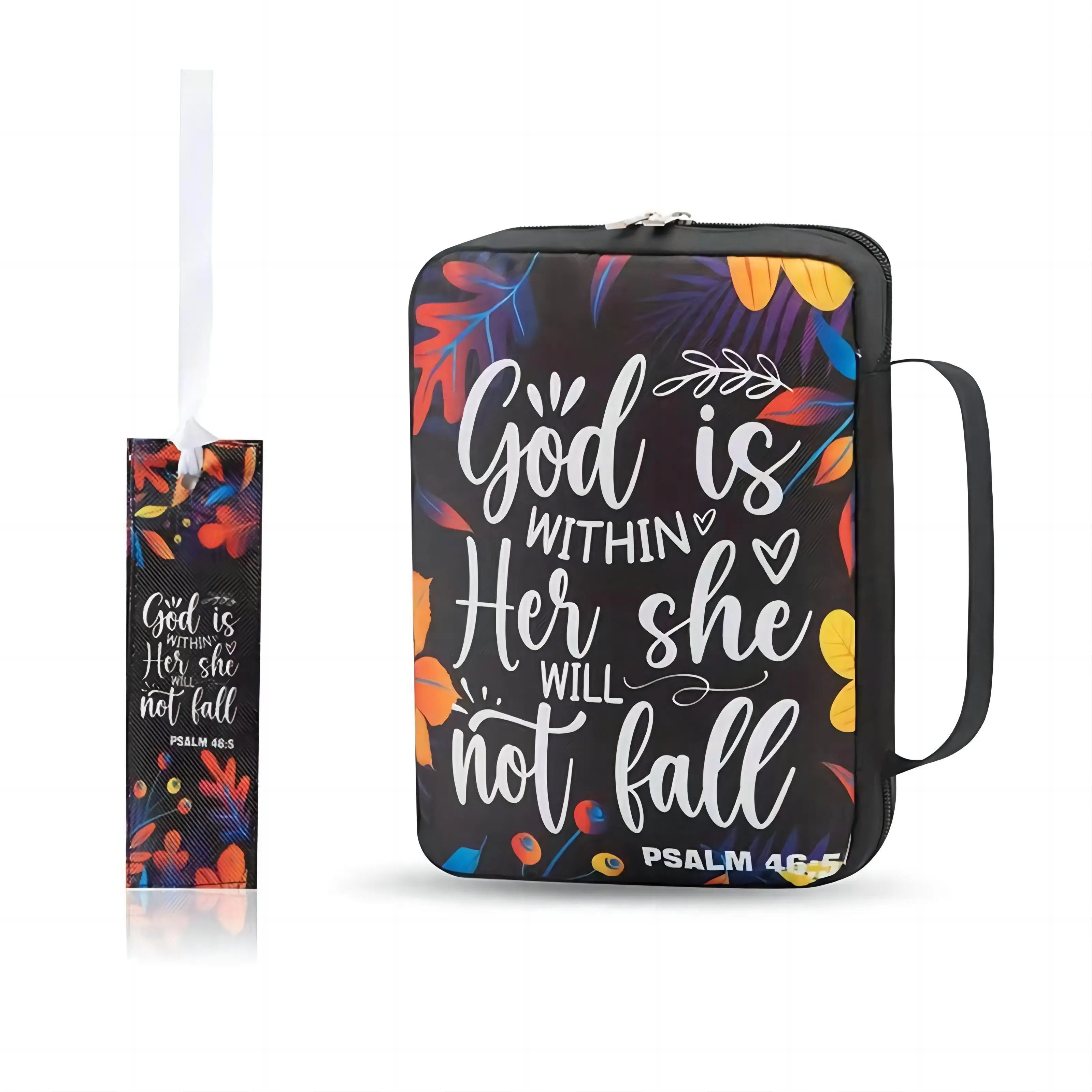 Bible Cover, Bible Cover Women's Bible Bag with Bookmarks Portable Bible Carrying Case for Girls as a Catholic Christian Gift, L