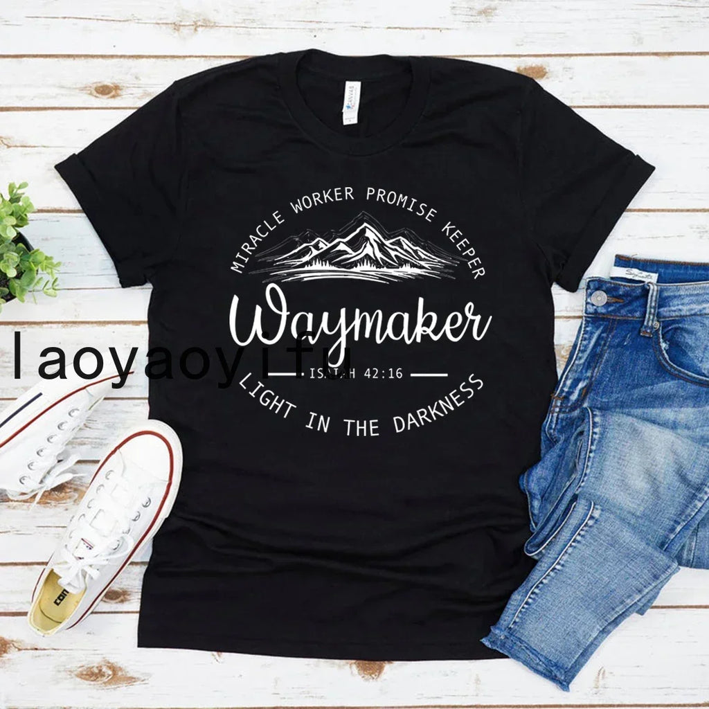 Waymaker Women T Shirt Christian Tees Religious Faith T-shirt Jesus Clothing Unisex Graphic T Shirts Summer Short Sleeve Tops - Abide & Adorn Treasures