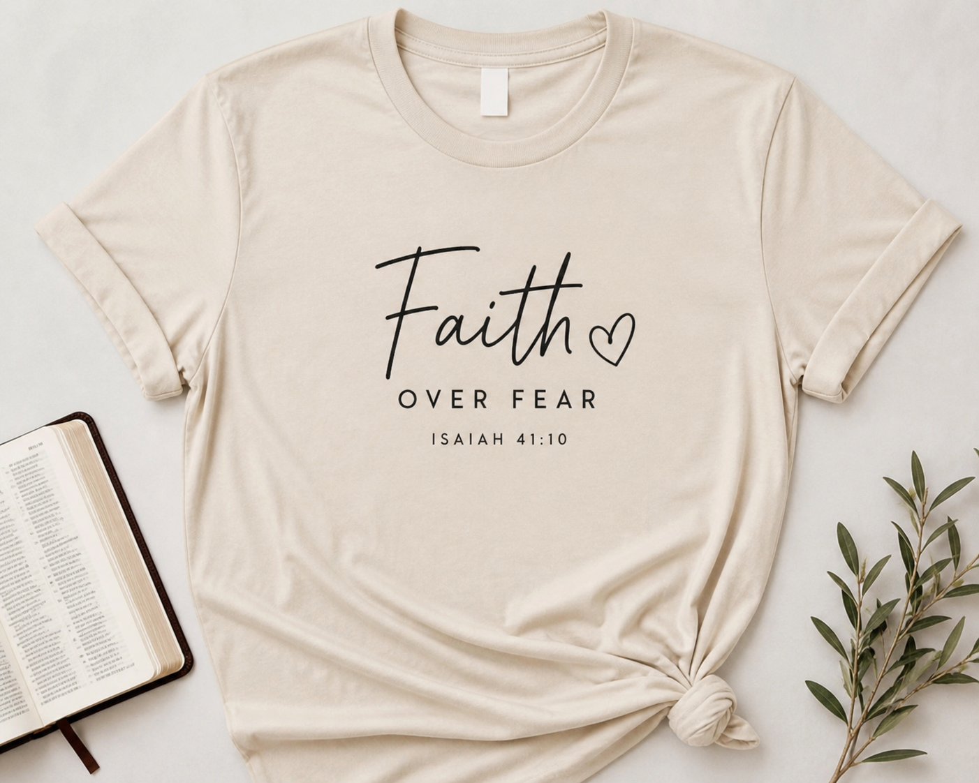 🤍 “Faith Over Fear” Christian T-Shirt – Isaiah 41:10 🤍