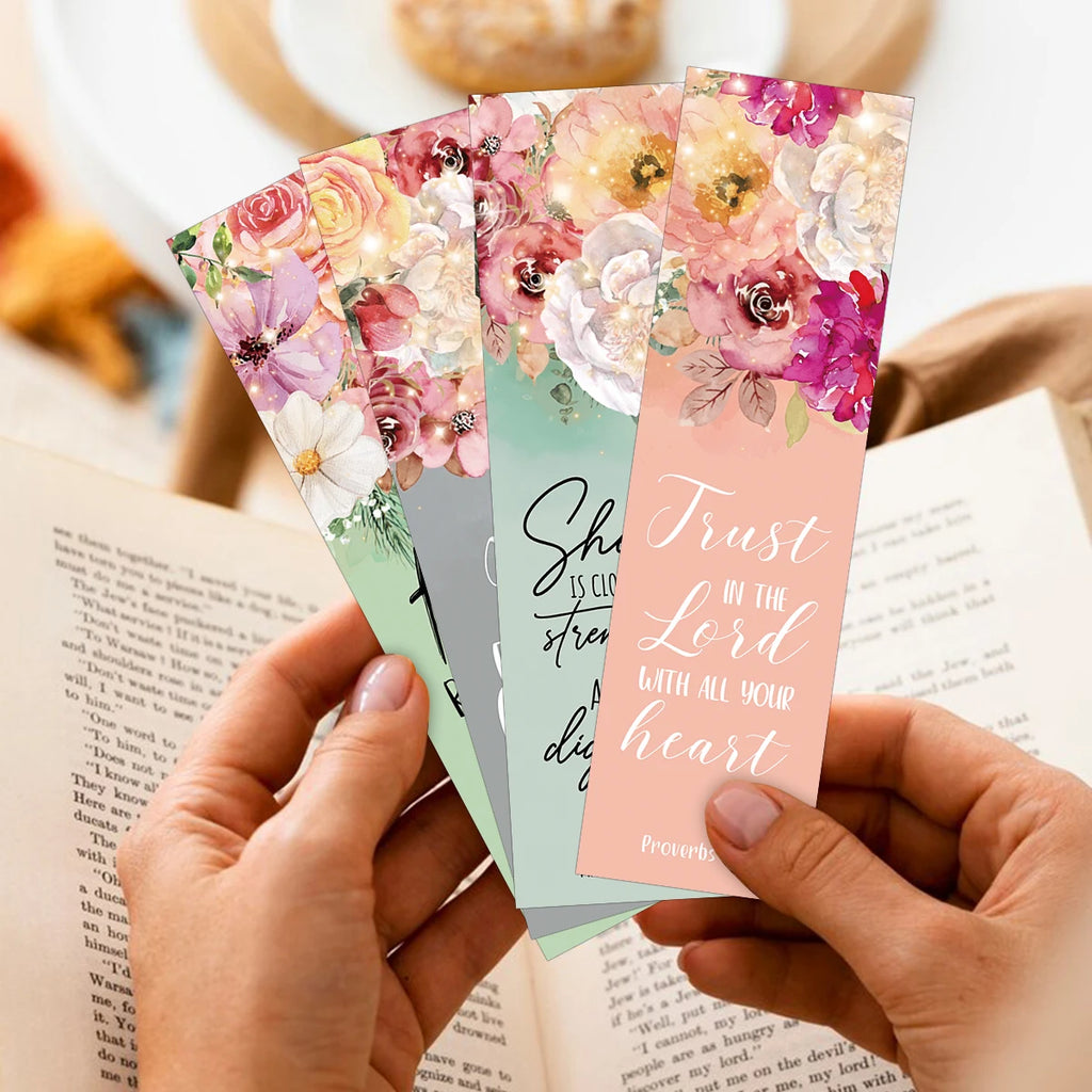 30pcs Flora Inspirational Bible Bookmarks,Scripture Verses Cards Christian Gift,Bible Study Supplies,Prayer Journal Accessories
