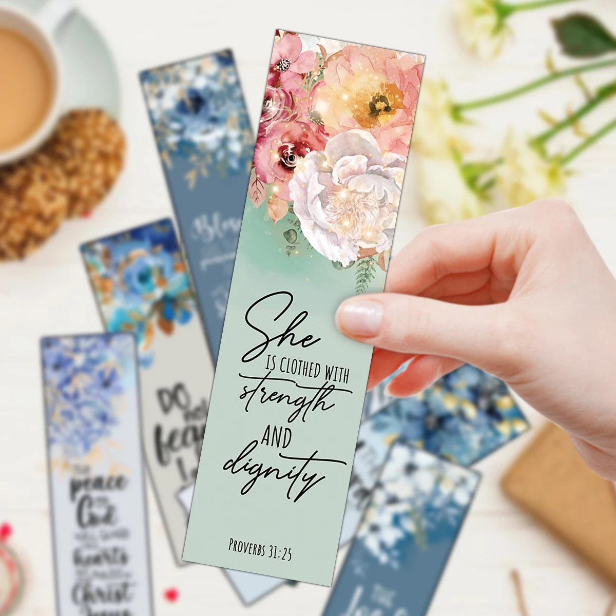 30pcs Flora Inspirational Bible Bookmarks,Scripture Verses Cards Christian Gift,Bible Study Supplies,Prayer Journal Accessories