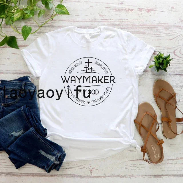 Waymaker Women T Shirt Christian Tees Religious Faith T-shirt Jesus Clothing Unisex Graphic T Shirts Summer Short Sleeve Tops