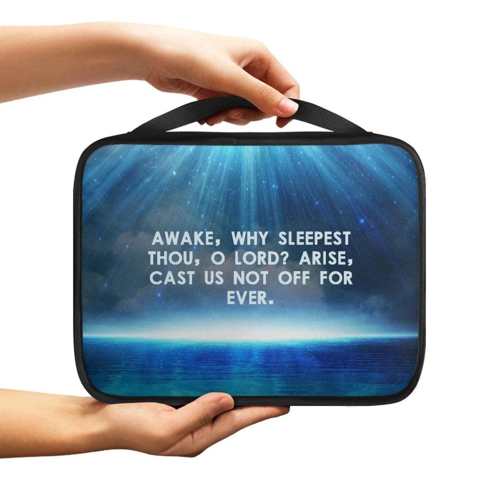 Print Cross and Psalm Text Bible Covers For Men Book Carrying Case Travel Bible Case Organizer With Handle For Easy Carrying