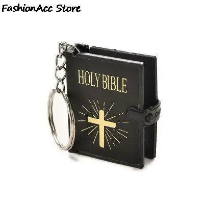 1Pc Mini Holy Bible Keychain English Religious Miniature Paper Spiritual Christian Jesus Cover Keyring Gift