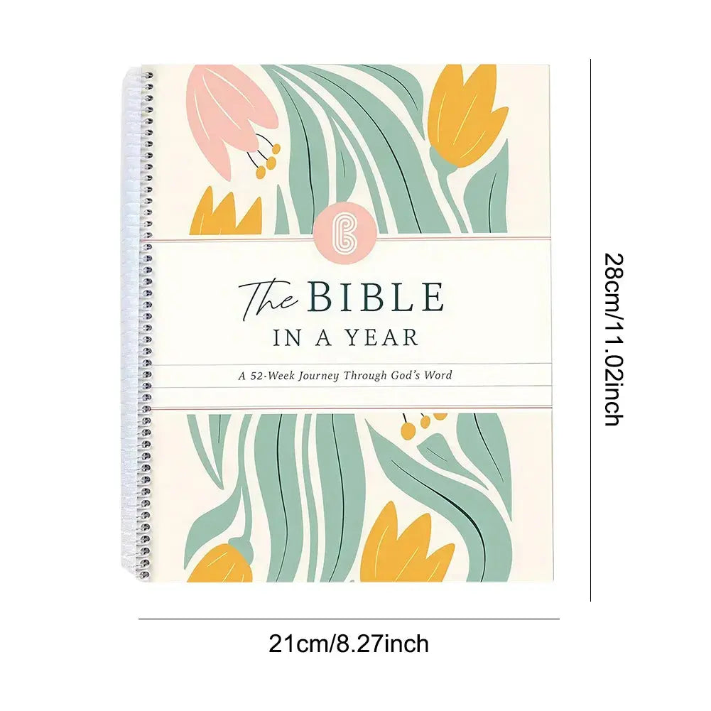 New The Bible in A Year A 52-Week Study Notebook Multi-Purpose Womens Bible Study Plan Leak-Proof for Daily Bible Study Notebook Abide & Adorn Treasures