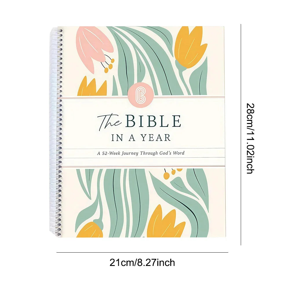 New The Bible in A Year A 52-Week Study Notebook Multi-Purpose Womens Bible Study Plan Leak-Proof for Daily Bible Study Notebook